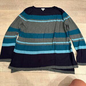 TALBOT'S WOMENS BLUE STRIPED SWEATER SHIRT SIZE LARGE